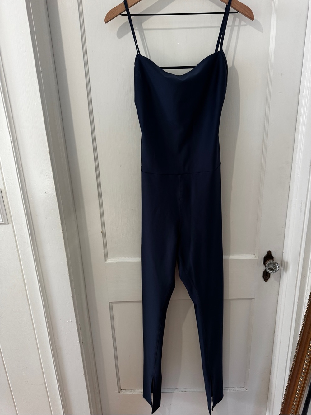 ALO Yoga Navy Spaghetti-Strap Jumpsuit with Cowl Neck